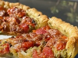 Tarte Fine aux Tomates Cerises, Pesto basilic et Mozzarella