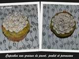 Cupcakes aux graines de pavot, poulet et parmesan