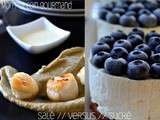 Noix de Saint Jacques sur caviar d'aubergines sauce vanille // Versus // Cheesecake à la vanille et aux myrtilles... pour la Foodista #11