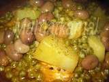 Moroccan Chicken, Potatoes and Peas Tajine / Tajine Marocain Au Poulet, Patates et Petits-Pois
