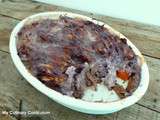 Hachis parmentier avec des restes de pot au feu aux pommes de terre violettes (Hachis parmentier with leftover beef steew and purple potatoes)
