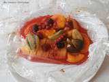 Salade de fruits cuite en papillote au miel (Fruit salad cooked en papillote with honey)