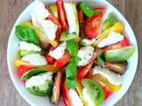Salade de tomates multicolores avec de la mozzarella (Multicolored tomato salad with mozzarella)
