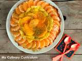 Tarte gourmande aux clémentines, kakis et mangues (Gourmet pie with clementines, persimmons and mangos)