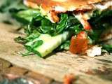 Quesadillas tomate courgettes roquette et fromage coulant
