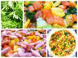 Tarte salée multicolore, poivrons, fanes de carotte, lardons, chèvre