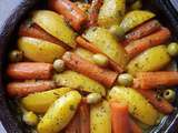 Tajine de poulet, pommes de terre et carottes