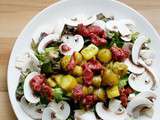 Salade de gésiers, champignons et pommes de terre sautées