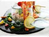 Salade d'orge perlé aux crevettes, basilic, citron, anchois et tomates