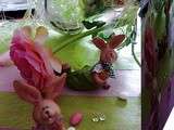 Table de Pâques: La table aux lapins, rose et verte, pour 2013