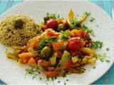 Tajine de poissons, olives et légumes