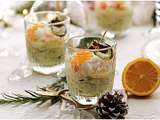 Verrine courgettes crevettes et pesto rosso fromage frais