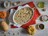 Crumble de courge, camembert et crumble de noix de pécan