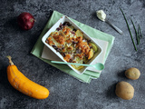 Gratin de pommes de terre et courgettes au fromage frais