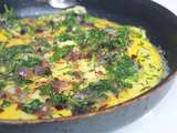 Omelette aux fanes de radis et mozzarella