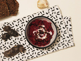 Purée de betterave et pomme de terre vitelotte