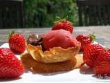 Sorbet-gaufrette, le duo de l’été! sorbet fraises, sorbet chocolat