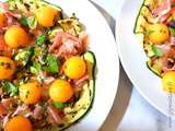 Salade de Courgettes grillées, Melon, Jambon cru et Pignons de pin