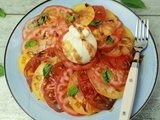 Carpaccio de tomates anciennes et burata