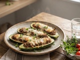 Courgettes farcies à la viande hachée et origan