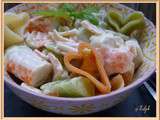 Salade de pâtes-saumon-surimi-concombre