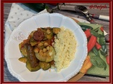 Courgettes, tomates, pois chiches aux merguez et chorizo