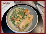 Curry de petits pois au saumon et gambas