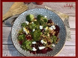 Salade de boulghour, brocoli et betterave rouge