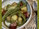 Saucisses de Montbéliard aux haricots plats et pommes de terre