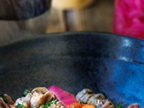 Salade de boeuf aux légumes rôtis