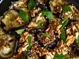 Tarte salée de pommes de terre, fromage à la menthe et aubergines