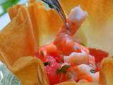Salade de Crevettes aux Agrumes et cristaux d’huiles essentielles