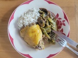 Poulet aux asperges et champignons d’après Cyril Lignac