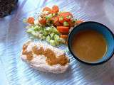 Saumon et sa mousse, légumes croquants et leur sauce à la mangue et au curry au thermomix