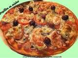 Pizza Artichauts, jambon,champignons,mozzarella