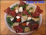 Salade composée - Lentilles - tomates cerises - féta - coeurs d'artichauts
