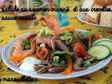 Salade au saumon mariné et aux crevettes, sauce wasabi