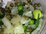 Salade de lentilles vertes, fèves, menthe et fenouil