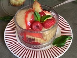 Coupe de sorbet pêche / verveine et coulis de framboise