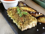 Poisson en croûte d’herbes et sauce aux poivrons rouges