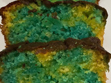 Cake marbré bleu et jaune facile