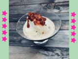 Ile flottante au thé matcha et caramel de pralines roses