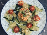 Salade de tagliatelles de courgette aux crevettes
