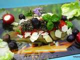Assiette froide aubergine/tapenade/anchois /parmesan