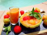 Détox -Jus de fruits de saison  melon / pastèque / prunes / mangue /pomme / gingembre /