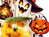 Halloween - Trendy carré - crème pâtissière - cocktail de fruits