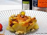 Mini gratin de pommes de terre au confit de canard/fromage raclette/élixir balsamique