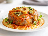Osso bucco de veau à l’italienne, risotto crémeux au parmesan