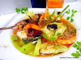 Soupe de légumes poisson/crevettes/nouilles et wakamé (algues)