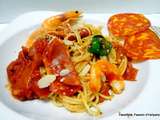 Spaghetti au chorizo et crevettes